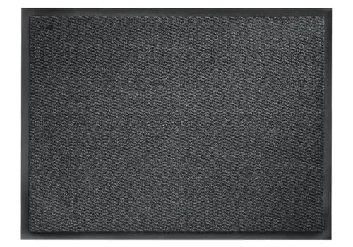 oKu-Tex Fußmatte Multi | Türmatte für den Innenbereich | anthrazit | Allround Schmutzfangmatte | Kariertes Design | rutschfest | 120 x 80 cm
