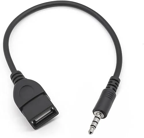K04 USB OTG Adapterkabel – 3,5mm Klinkenstecker AUX auf USB A Buchse, Auto Audio Adapter für Car Stereos, GPS, CD/DVD-Audio und mehr
