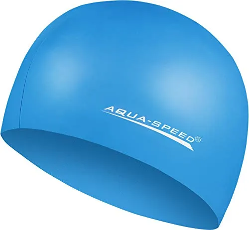 Aqua Speed MEGA einfarbige Badekappe | Kinder & Erwachsene | Bademütze dicht | Badehaube | reißfeste Schwimmhaube | Swimming Cap Kids | Schwimmmütze Silikon | blau 23