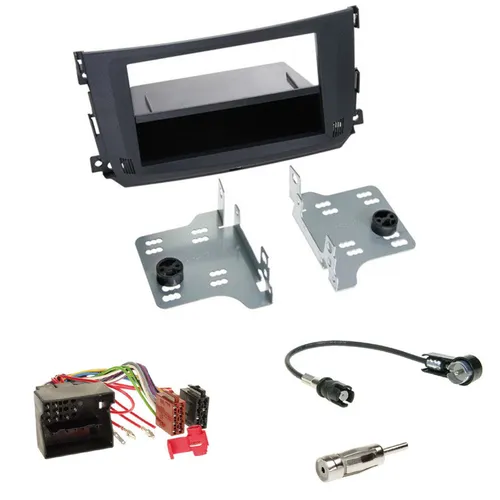 Autoradio 2-DIN Blende+Fach + ISO Adapter+ Antenne für Smart 451 Fortwo Facelift