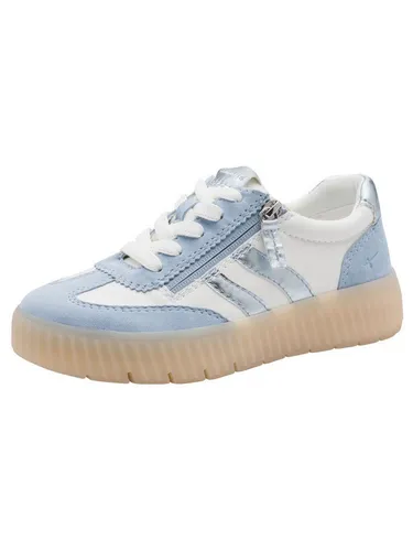 Tamaris Comfort Sneaker - Light Blau Leder/Synthetik - Stylische Damen Sneaker in hellblau aus Leder/Synthetik, ideal für Freizeitaktivitäten. Mit praktischem Reißverschluss und normaler Weite für optimalen Tragekomfort.