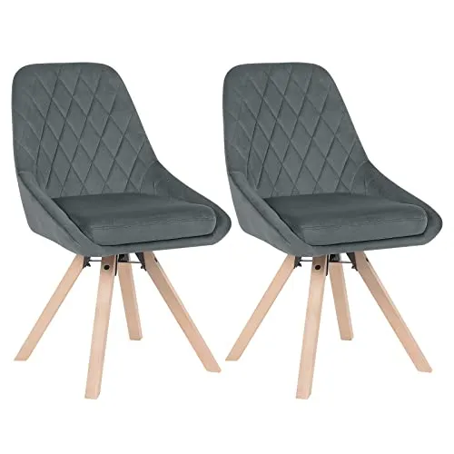 WOLTU Esszimmerstühle drehbar 2er Set - Dunkelgrau - Esszimmerstühle mit 360° drehbarem Design und robusten Buchenholzbeinen, bis 150 kg belastbar. Ideal für stilvolle Akzente in Esszimmer, Wohnzimmer oder Küche.