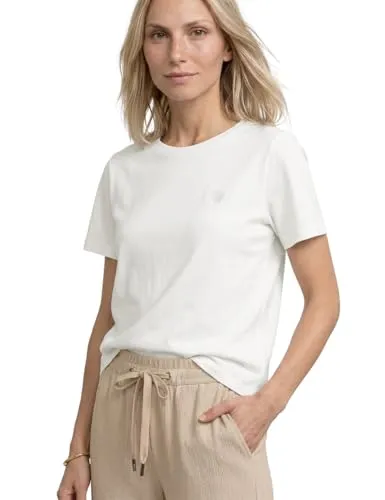 Damen T-Shirt mit Rundhals und Embroidery Detail