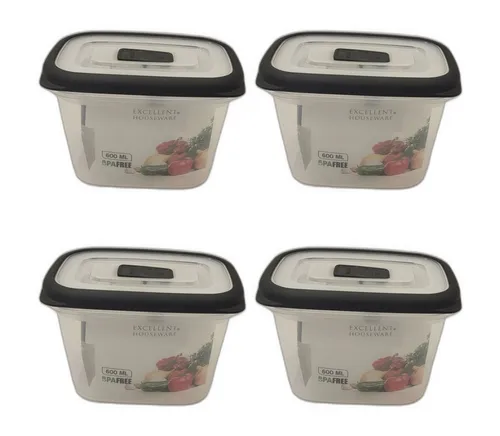 Excellent Houseware Vorratsdose 4 x Vorratsdose Aufbewahrungsbox 14x10x10cm