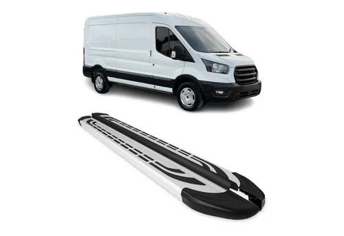 OMAC Kfz-Schmutzfänger Seitenschweller für Ford e-Transit 2022-2025 L3 Aluminium 2x - Hochwertige Aluminium Trittbretter für Ford e-Transit, rutschfest und langlebig. Bieten optimalen Schutz für die Karosserie und erleichtern den Ein- und Ausstieg, ideal für alle Wetterbedingungen.