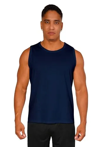 Tank Top Herren, Ärmelloses Sommer Shirt aus Reiner Baumwolle-Single Jersey, Sport Muskelshirt, Fitness Trägershirts, Achselshirt - Navy, Gr. M