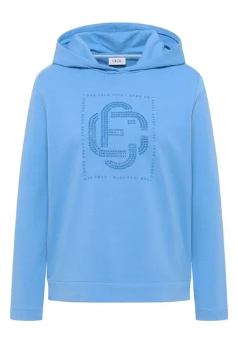 Cecil Damen Hoodie mit Schmucksteinen – Stilvolles Kapuzenshirt - Elegantes Kapuzenshirt aus reiner Baumwolle mit tonalem Artwork und funkelnden Schmucksteinen. Ideal für einen modischen Auftritt und hohen Tragekomfort.