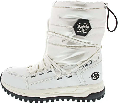 Dockers by Gerli Snowboots 41 EU - Schwarz/Weiß - Wanderschuhe, stylische Snowboots mit Reißverschluss und runder Kappe, ideal für kalte Tage und Outdoor-Abenteuer.