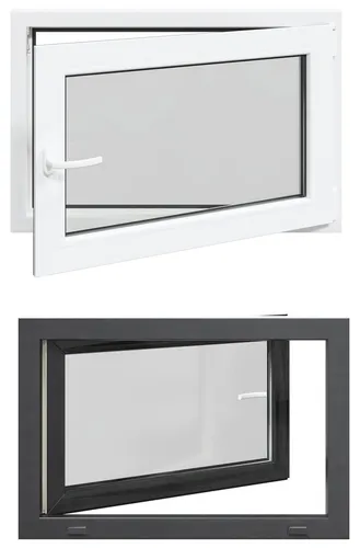 vidaXL Kellerfenster RISOR Anthrazit 90 x 60 cm - Modernes Untergeschossfenster aus PVC und Glas, ideal für Licht und Stil im Untergeschoss. Mit praktischem Kipp- und Drehmechanismus sorgt es für optimale Luftzirkulation und ist pflegeleicht.
