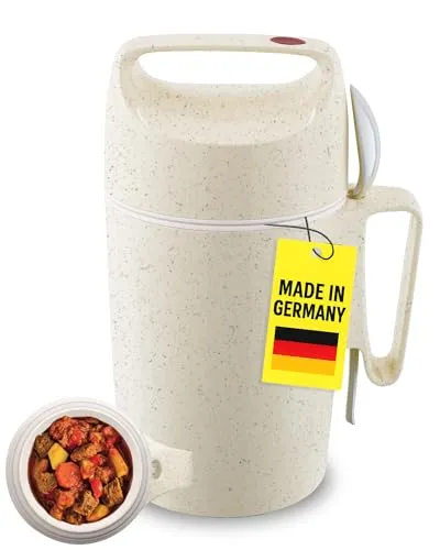 ROTPUNKT Thermobehälter für Essen 850 ml inkl. Löffel – Thermo Lunchbox Heiß & Kalt I Made in Germany I Hochwertiger Thermo Essensbehälter (Dirk 850, White Mulberry)