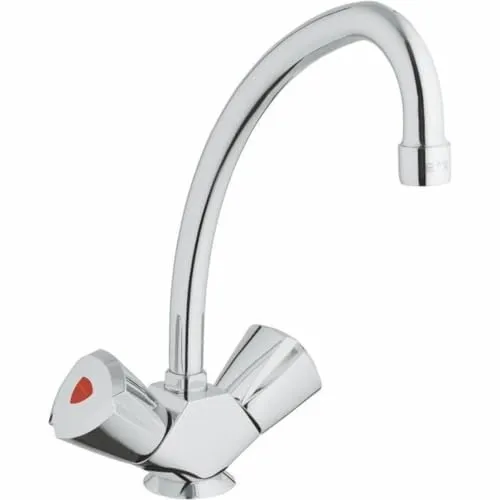 Bimando-Hahn Grohe 31072000 - Armaturen, Zwei-Griff-Hahn aus hochwertigem Edelstahl für Ihre Küchenrenovierung – langlebig und stilvoll in Silberfarben.
