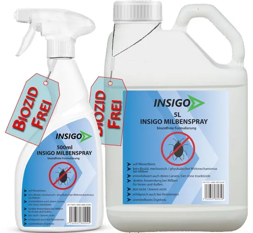 INSIGO Milbenspray - Effektive Insektenbekämpfung - INSIGO ist ein innovativer Hilfsstoff zur gezielten Insektenbekämpfung. Die spezielle Formel ermöglicht eine schnelle und gleichmäßige Anwendung gegen zahlreiche Schädlinge, ideal für Innen- und Außenbereiche.