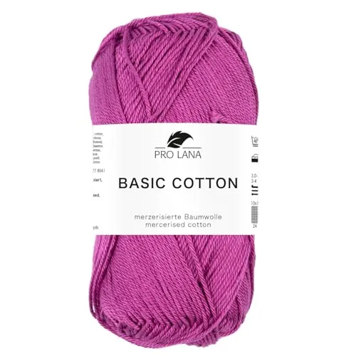 Pro Lana BASIC COTTON Baumwollgarn 50 g ideal für Kleidung, Spielzeug, Accessoires 125 m, Farbe:240 - fresie