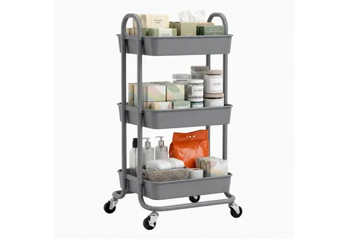 Sekey Servierwagen Rollwagen badezimmer 35cm breit Badezimmerregal mit 3 Ebenen, Servierwagen Wohnzimmer, Küchenwagen,34 x 42.7 x 84.4cm