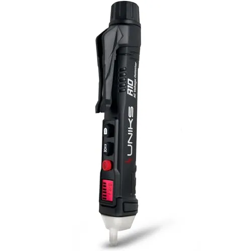 UNIKS Spannungsprüfer R10 – Kontaktloser Spannungsdetektor 12–1000 V mit LED-Taschenlampe, LCD-Display & doppelter Empfindlichkeit – Professioneller Phasenprüfer für Kabel, Leitungen & Steckdosen