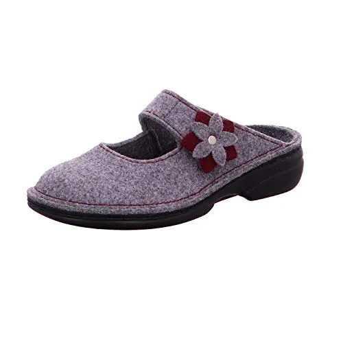 Finn Comfort Arlberg Hausschuhe in hellgrau/Cassis - Größe 39 - Bequeme Hausschuhe aus Filz mit auswechselbarem Fußbett, ideal für gemütliche Stunden zu Hause.