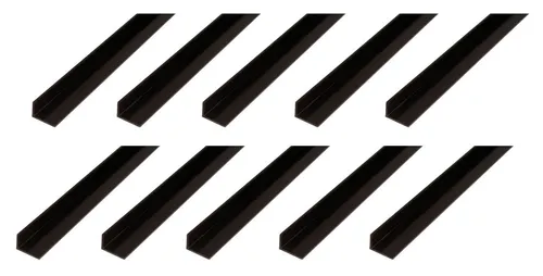 Alberts Pfostenträger Winkelprofil,PVC,schwarz,20x10x1,5/1m Bundle-Set 10x479022, Alberts Winkelprofil im Bundle, PVC, schwarz, Länge 1 m