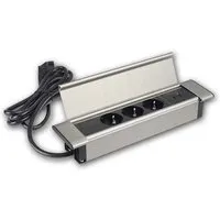 world-trading-net Tisch-Einbausteckdose 3-fach FLATBOX Edelstahl USB