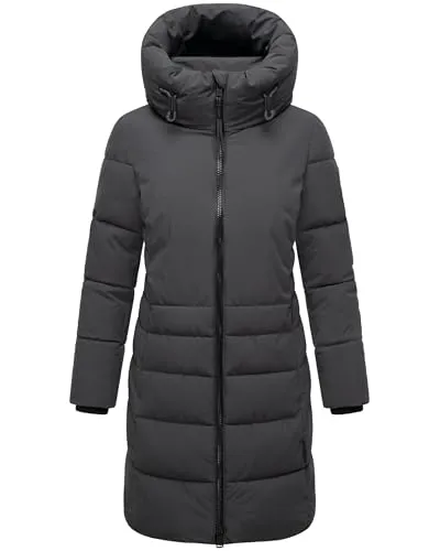 Navahoo Steppmantel Mondnebel XIV - Funktionsjacken, langer, gesteppter Damen Wintermantel mit hohem Kragen, windabweisend und ideal für kalte Tage.