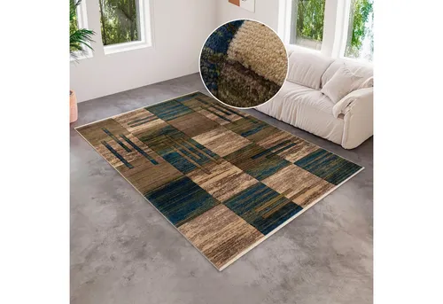 OTTO home Teppich Beliz, rechteckig, Höhe: 9 mm, mit Konturenschnitt, Kurzflor, 3D-Design, mit Fransen, Wohnzimmer