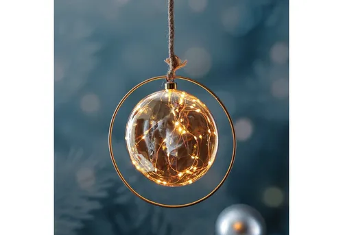 MARELIDA LED Dekolicht Glaskugel im Ring mit Timer in orange von Marelida