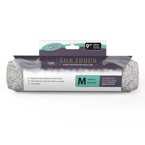 Axus Decor Silk Touch Roller, mittelflorig, Nerz-Serie, für professionelle und DIY-Projekte, geeignet für Glatte und leicht strukturierte Wände oder Decken, Hülsenkerndurchmesser, 230 mm, 44 mm Kern