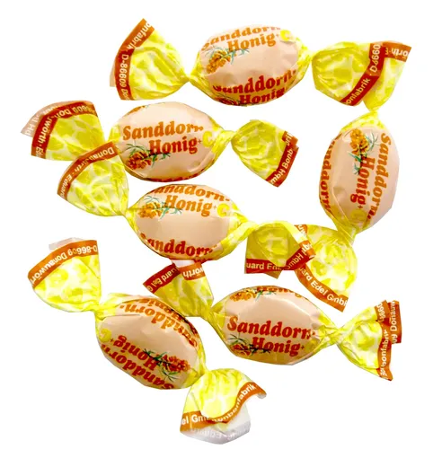 Sanddorn-Honig+C gefüllt gewickelt 500 g Beutel Edel-Bonbon 1 kg/17,80 € g1