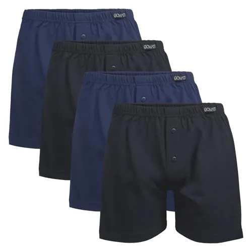 Gomati Herren Jersey Boxershorts (4 Stück) Stretch Unterhose aus Baumwolle - Schwarz-Navy M/5
