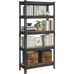 SONGMICS Schnellmontage, Robustes Regal, Stehregal, Lagerregal, Küchenregal, 5 Etagen, 30 x 75 x 150 cm, Tragfähigkeit 875 kg, für Keller, Küche, Arbeitszimmer, Vintage-Braun GLR300B11