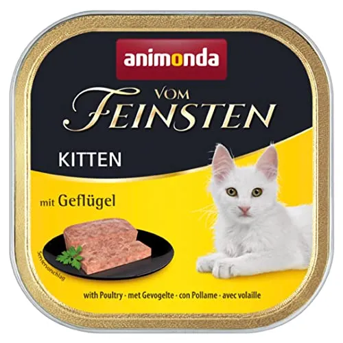animonda vom Feinsten Kitten Katzenfutter nass mit Geflügel (32 x 100g), Kitten getreidefreies Katzen Nassfutter ohne Zucker, mit frischen fleischigen Zutaten