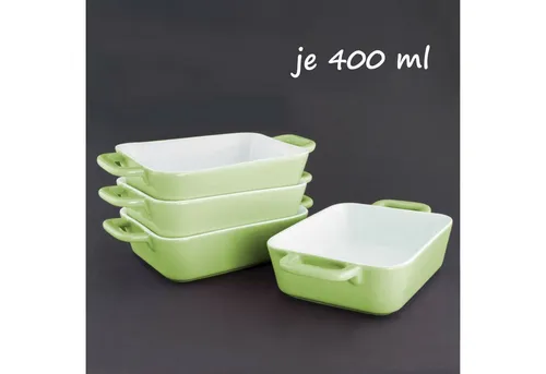 KVOTA Auflaufform 4-er Set, Mini Keramik 400ml - Praktisches 4er Set aus keramik für je 1 Portion, ideal für Aufläufe und Desserts. Mit Antikratz-Glasur, hitzebeständig und spülmaschinenfest – perfekt für festliche Anlässe oder den täglichen Gebrauch.