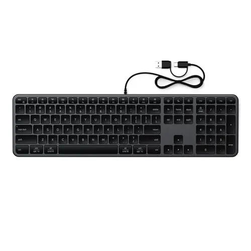 SATECHI kabelgebundene Slim LX3 Tastatur, 𝗨𝗦-𝗤𝗪𝗘𝗥𝗧𝗬, Schwarz