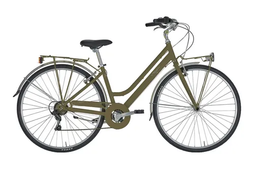 ANITAbyAlpina Cityfahrrad ROXY 28 Zoll - Oliv - Das elegante Cityfahrrad ROXY mit 6-Gang Kettenschaltung ist der perfekte Begleiter für Schule, Stadt oder Arbeit. Robuste Bauweise und komfortable Ausstattung für ein sicheres Fahrgefühl.