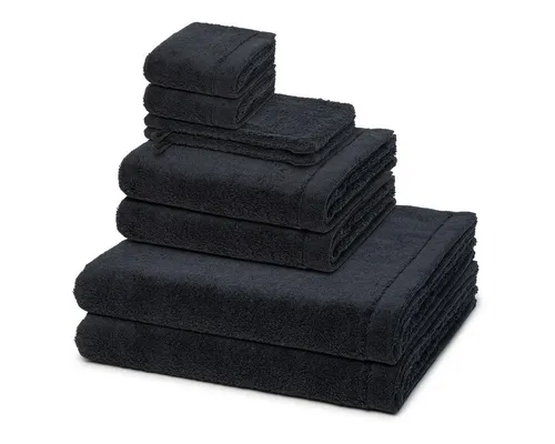Cawö Handtuch Set Lifestyle, Walkfrottee in schwarz von Cawö