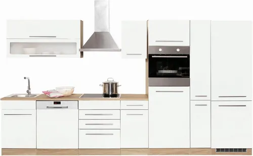 KOCHSTATION Küchenzeile KS-Eton mit E-Geräten, 360 cm - Die vielseitige Küchenzeile »KS-Eton« bietet optimalen Stauraum und eine durchgängige Arbeitsplatte. Perfekt für kreative Kochabende – individuell gestaltbar und in verschiedenen Farben erhältlich.