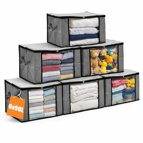 BigDean 6 Aufbewahrungstaschen 90L Tasche mit Sichtfenster