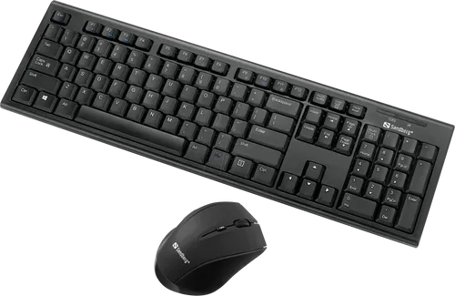 Sandberg Wireless Office DesktopSet - Kabelloses Tastatur & Maus Set - Schwarz - Das Sandberg Wireless Office DesktopSet bietet kabellose Freiheit und eine aufgeräumte Schreibtisch-Optik. Mit automatischer Installation und leisen Tasten ist es ideal für produktives Arbeiten ohne Kabelsalat.