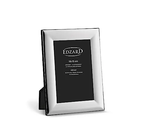 EDZARD Bilderrahmen Gela für Foto 10 x 15 cm, edel versilbert, anlaufgeschützt, Samtrücken, 2 Aufhänger, Fotorahmen zum Stellen oder Hängen