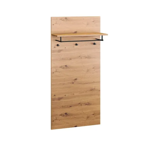 Lomadox Garderobenpaneel NASSAU-131, mit 3 Haken und Kleiderstange, Eiche Nb., ca. 69/145/27 cm