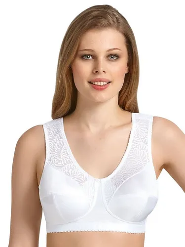 Anita Damen Bügelloser BH Mylena, Einfarbig, Gr. 90D, Weiß - Klassischer Entlastungs-BH aus elastischem Glanzstretch mit Baumwolle und gepolsterten Entlastungsträgern für optimalen Tragekomfort.