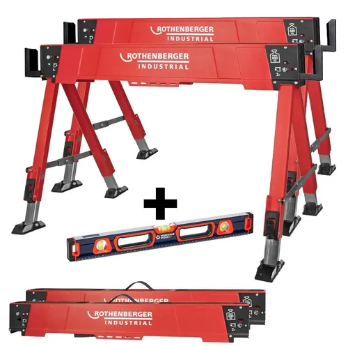ROTHENBERGER Industrial DUO Falt Arbeitsbock + WS24 Premium Wasserwaage 60 cm