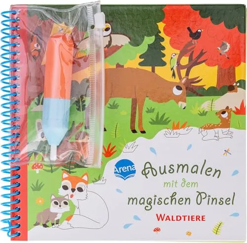 Ausmalen mit dem magischen Pinsel. Waldtiere: Malbuch mit Wassertankstift für Kinder ab 3 Jahren. Selbstständige Beschäftigung. Malen ohne Flecken