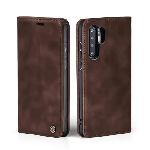 LBH Handyhülle für Huawei P30 Pro in Dunkelbraun mit Karten- und Geldfach Smartphone Hülle mit Standfunktion Flip Case Schutzhülle Magnetverschluss Vintage