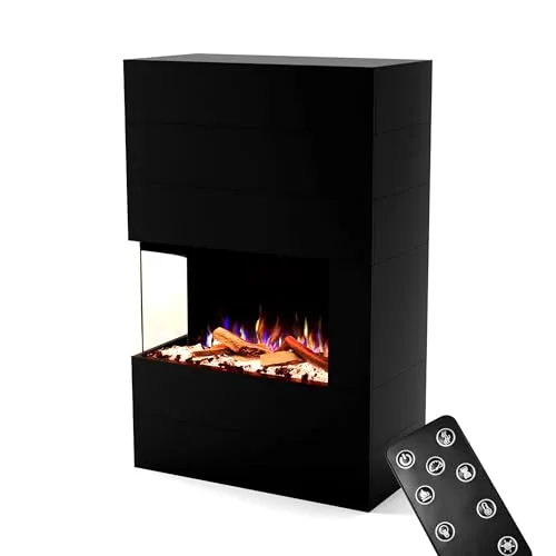 GLOW FIRE Kaminofen Portia - Realistischer Elektrokamin mit 3D E-Motion LED-Feuer - Elektrische Kamine mit täuschend echtem Flammenspiel und zuschaltbarem Knistereffekt. Genießen Sie wohlige Wärme auf Knopfdruck, ganz ohne Schornstein!