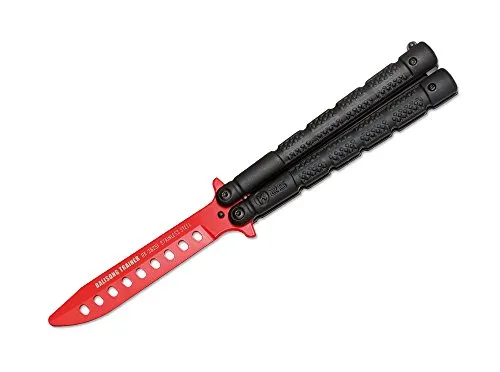 Rui Training Balisong Trainingsmesser Schwarz - Rot, Klingenlänge: 10 cm, 01RU017