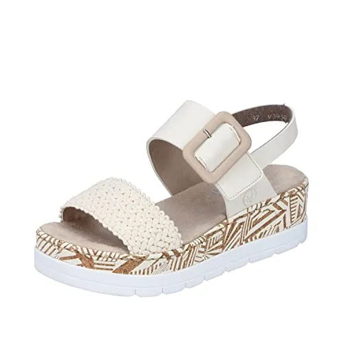 Rieker Damen Sandalen V3950 - Komfortable Plateau-Sandalen für den Sommer - Wanderschuhe mit leichtem Textil-Obermaterial und bequemem PU-Verschluss, ideal für entspannte Sommertage.