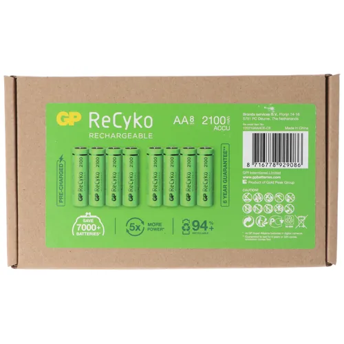 GP Batteries AA Mignon Akku 2100 mAh - 8 Stück - Batterien & Akkus, leistungsstarke NiMH-Technologie mit 2100 mAh für eine langlebige Nutzung in verschiedenen Geräten.