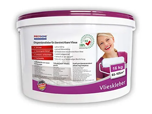 PRO[f]home Vlieskleber 16 kg - Fertig-Kleber für Malervlies - Tapeten-Kleber für müheloses Anbringen von Vlies, ideal für Putz und Gipskarton. Gebrauchsfertig und transparenter Trocknungsprozess für ein perfektes Ergebnis.