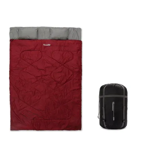 Lumaland Where Tomorrow Doppelschlafsack 190 x 150 cm - Deckenschlafsack für 2 Personen, wasserabweisend und atmungsaktiv, ideal für Camping und Reisen, mit praktischem Zweiwege-Reißverschluss und extra Kissenfach.