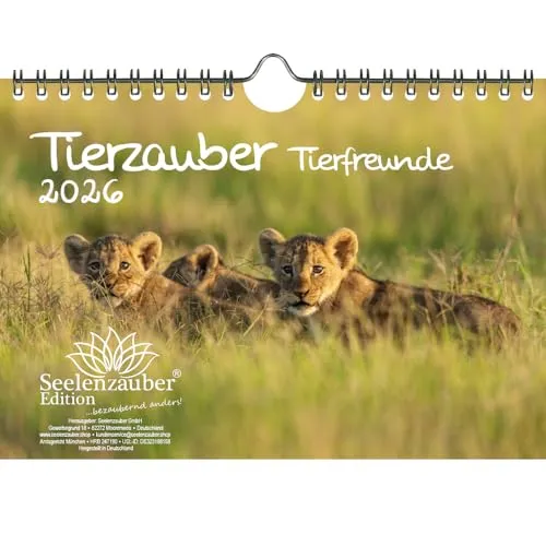 Tierzauber Tierfreunde DIN A5 Kalender für 2026 verschiedene Tiere und ihre Freundschaften - Seelenzauber